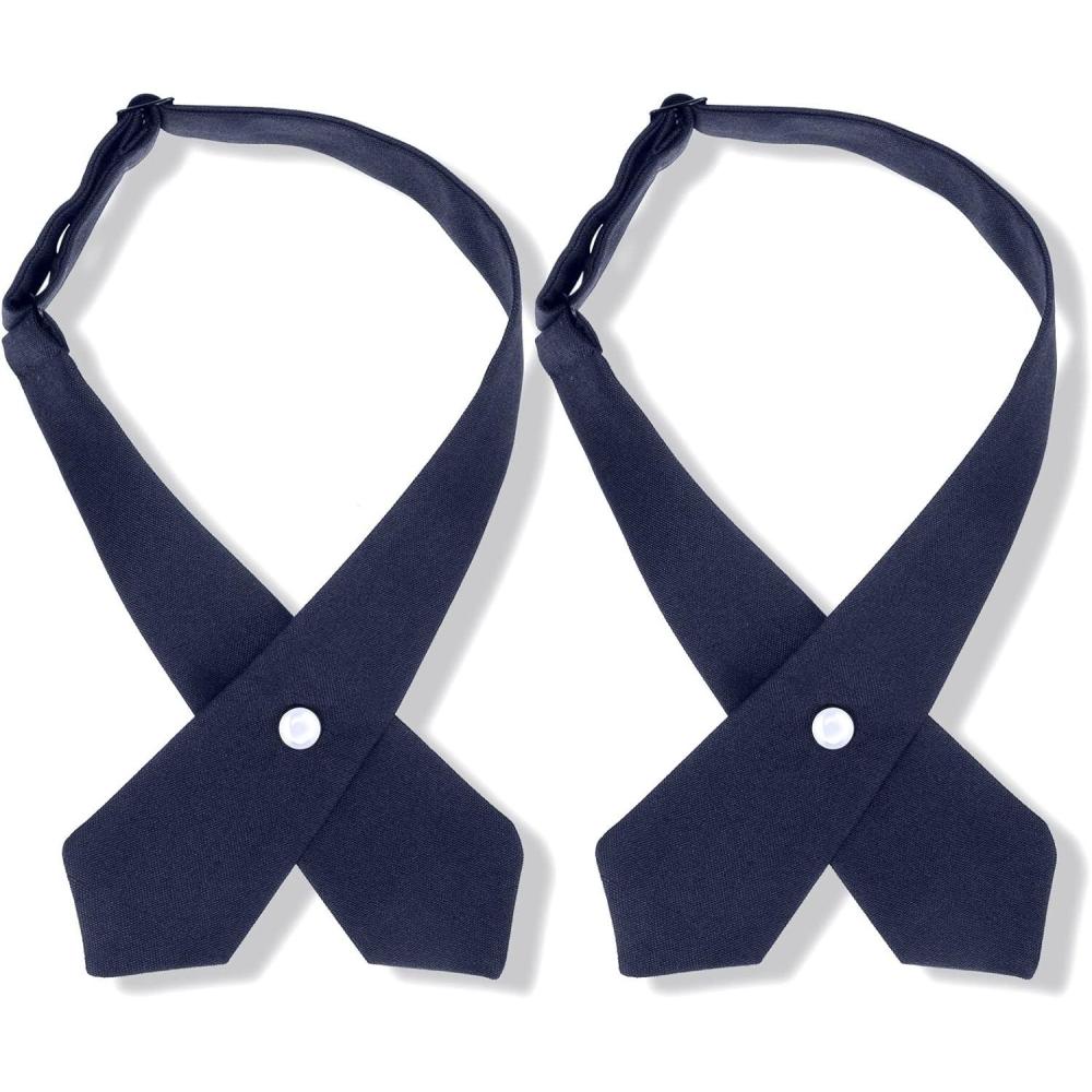 imageTarpop 2 Pack French Girls Uniform Tie Cross Adjustable Neck Tie for Girls School WomenNavy Blue
