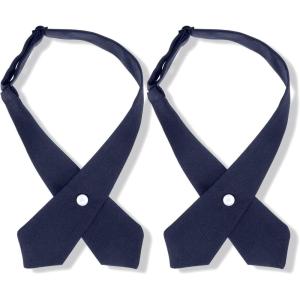 Tarpop 2 Pack French Girls Uniform Tie Cross Adjustable Neck Tie for Girls School Women(Navy Blue)