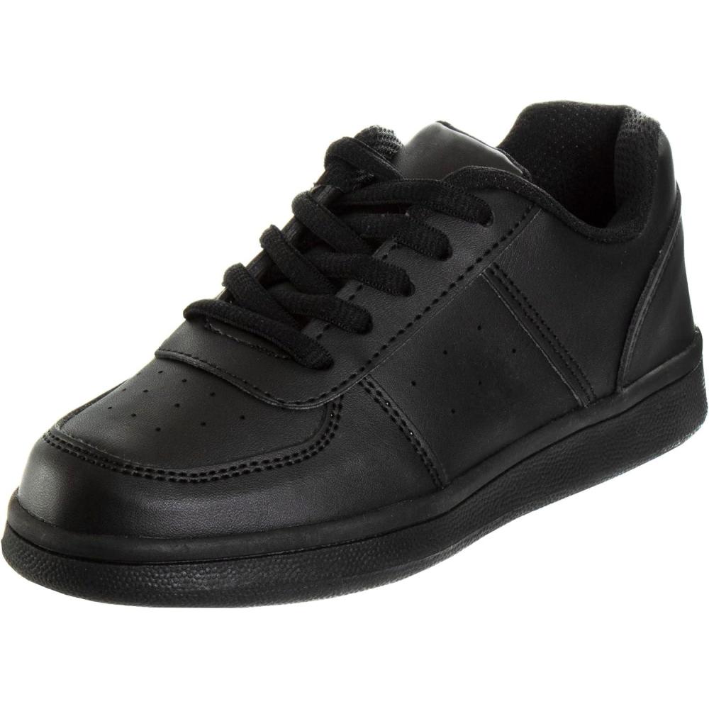 imageFrench Toast Boys Girls Shoes Unisex Athletic Casual Dress Kids School Uniform Loafer Oxford Canvas Tennis Sneakers WhiteBlack Little KidBig KidBlack