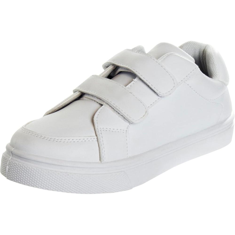imageFrench Toast Boys Girls Shoes Unisex Athletic Casual Dress Kids School Uniform Loafer Oxford Canvas Tennis Sneakers WhiteBlack Little KidBig KidWhite3