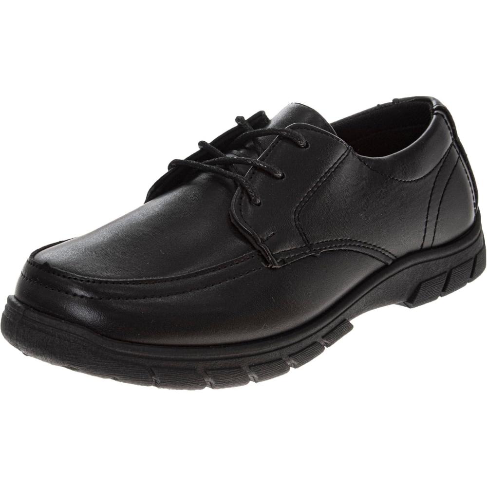 imageFrench Toast Boys Shoes  Kids Oxford School Uniform Loafer Church Dress Shoes SlipOn FauxLeather ToddlerBig Kid BlackFt Black Lace Up