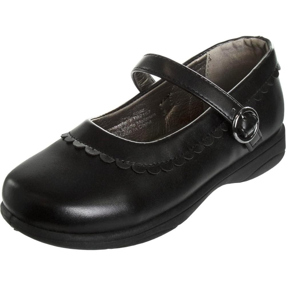 imageFrench Toast Girls Mary Jane Shoes Uniform Ballet Flats Dress School Shoes for Girls Size Toddler Little Kid Big Kid AdultFlower Petal Black