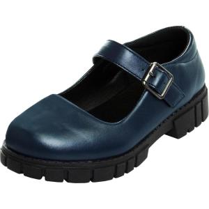 French Toast Girls Round Toe Ankle Strap Maryjane School Shoes – Mary Jane Chunky Platform Oxford Dress Shoe Pumps – Black/Navy/Brown (Size 12-5 Little Kid/Big Kid)(Navy)