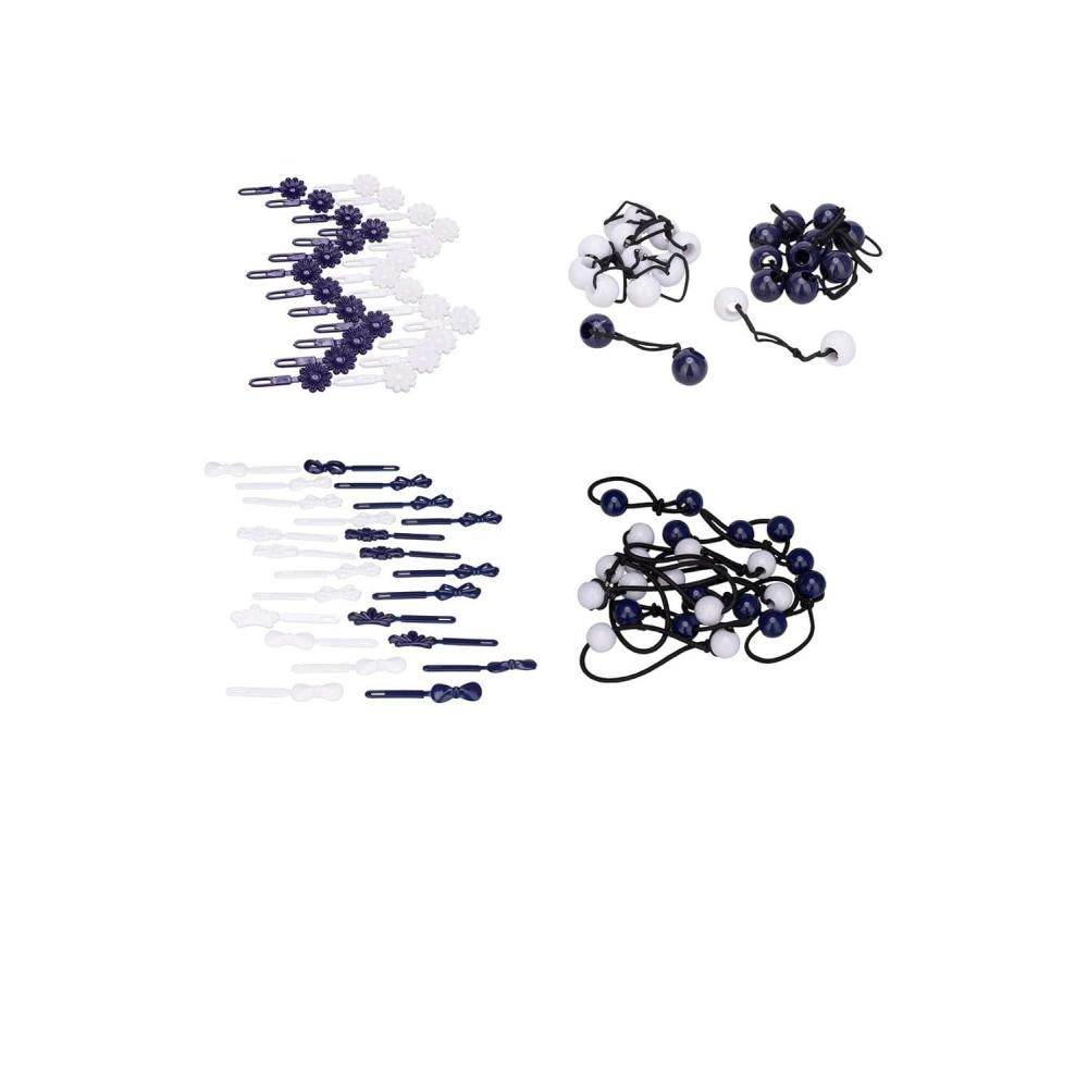 imageFrench Toast Kids School Uniform SelfHinge Barrettes and Ponytail Holders 4pack Navy Blue ampamp White One Size