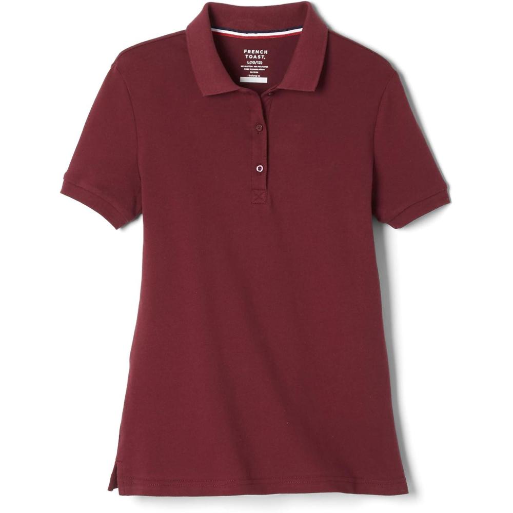 imageFrench Toast Womens Cotton Blend Stretch Pique Short Sleeve Polo ShirtBurgundy
