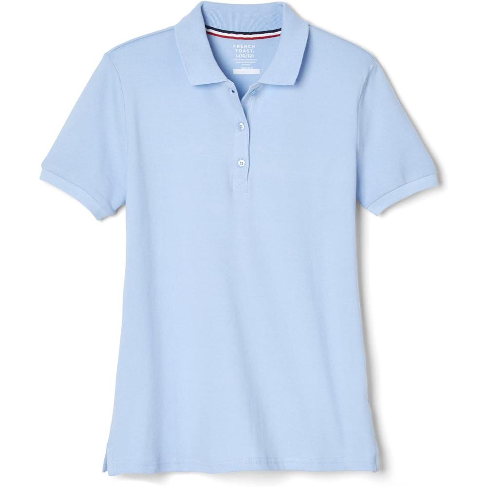 imageFrench Toast Womens Cotton Blend Stretch Pique Short Sleeve Polo ShirtLight Blue