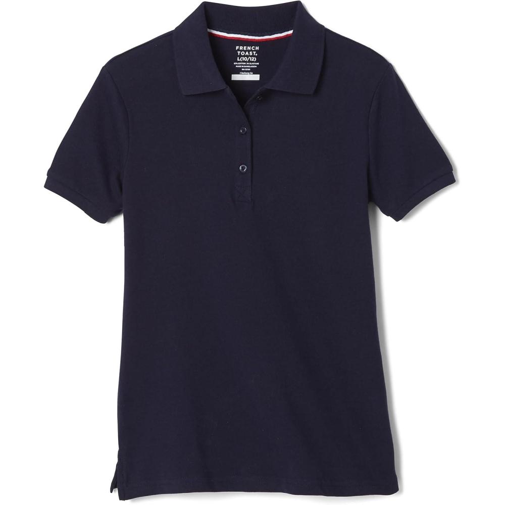 imageFrench Toast Womens Cotton Blend Stretch Pique Short Sleeve Polo ShirtNavy