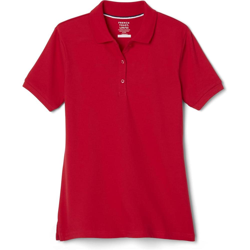 imageFrench Toast Womens Cotton Blend Stretch Pique Short Sleeve Polo ShirtRed