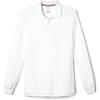 French Toast Mens Long Sleeve Cotton Blend Pique Polo Shirt(White)