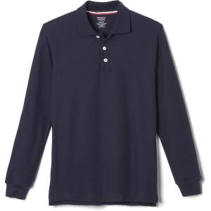 French Toast Mens Long Sleeve Cotton Blend Pique Polo Shirt(Navy)