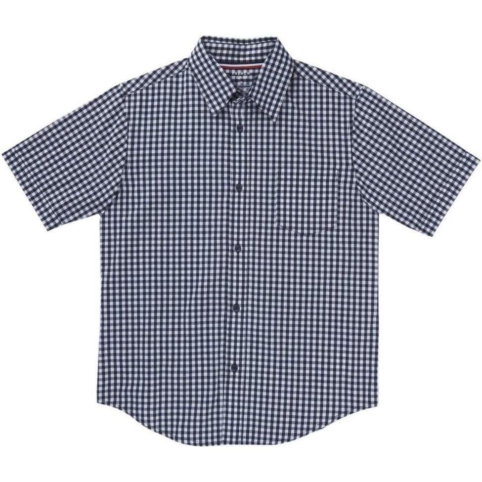 imageFrench Toast Boys Short Sleeve Classic Poplin Dress ShirtNavyWhite Gingham