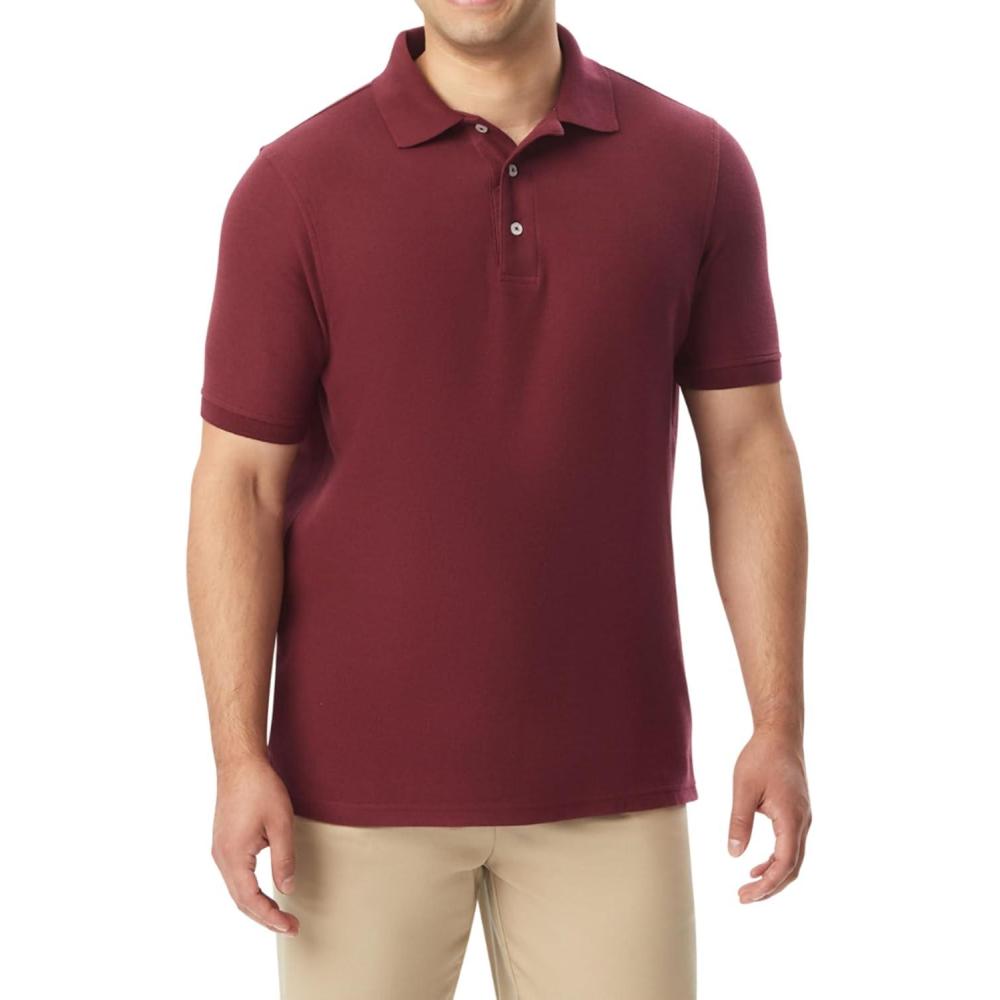 imageFrench Toast UnisexAdult Sleeve Pique Polo Shirt Standard ampamp HuskyBurgundy