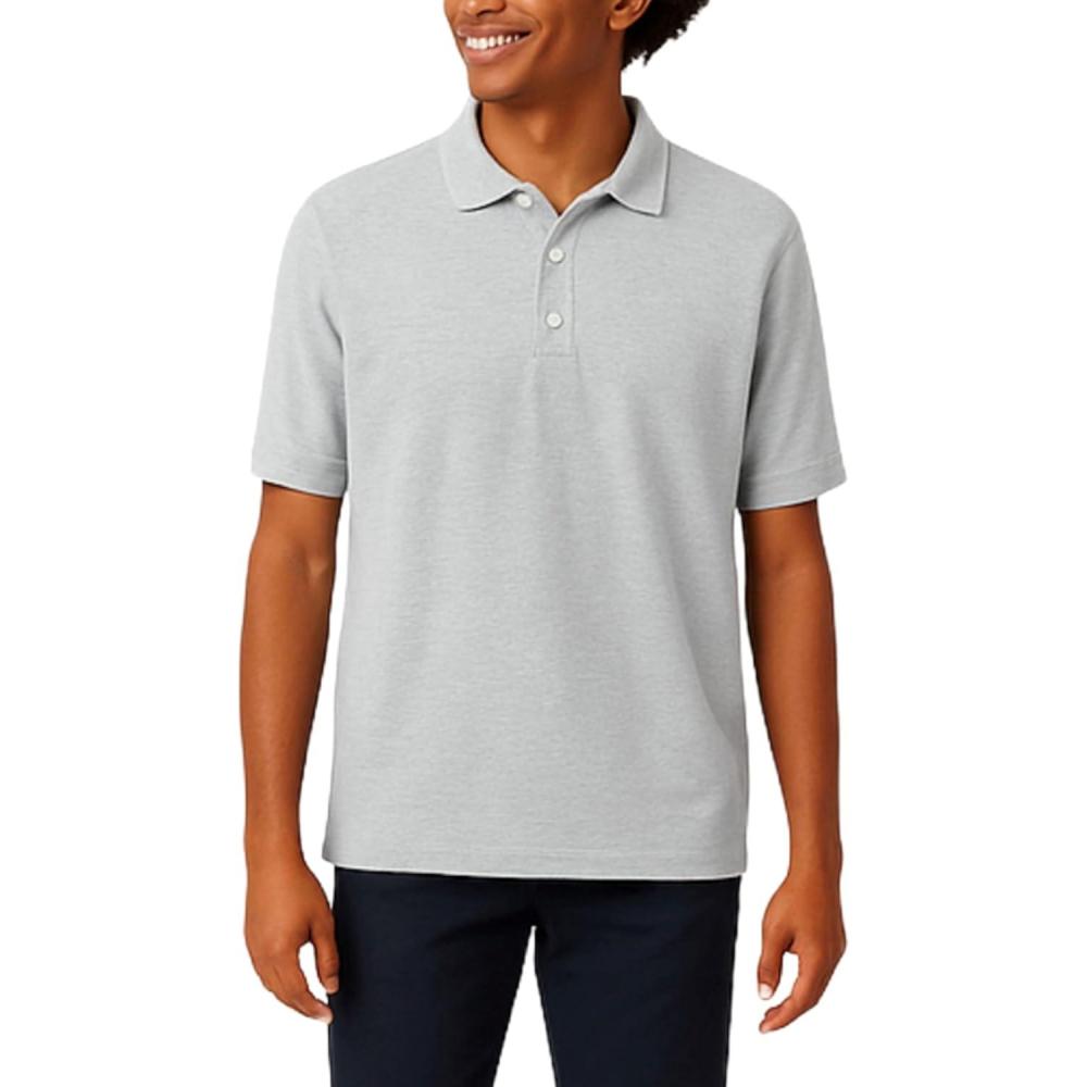 imageFrench Toast UnisexAdult Sleeve Pique Polo Shirt Standard ampamp HuskyHeather Gray