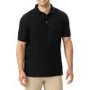 French Toast Unisex-Adult Sleeve Pique Polo Shirt (Standard & Husky)(Black)