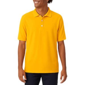 French Toast Unisex-Adult Sleeve Pique Polo Shirt (Standard & Husky)(Gold)