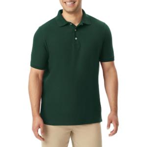 French Toast Unisex-Adult Sleeve Pique Polo Shirt (Standard & Husky)(Hunter Green)