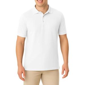 French Toast Unisex-Adult Sleeve Pique Polo Shirt (Standard & Husky)(White)