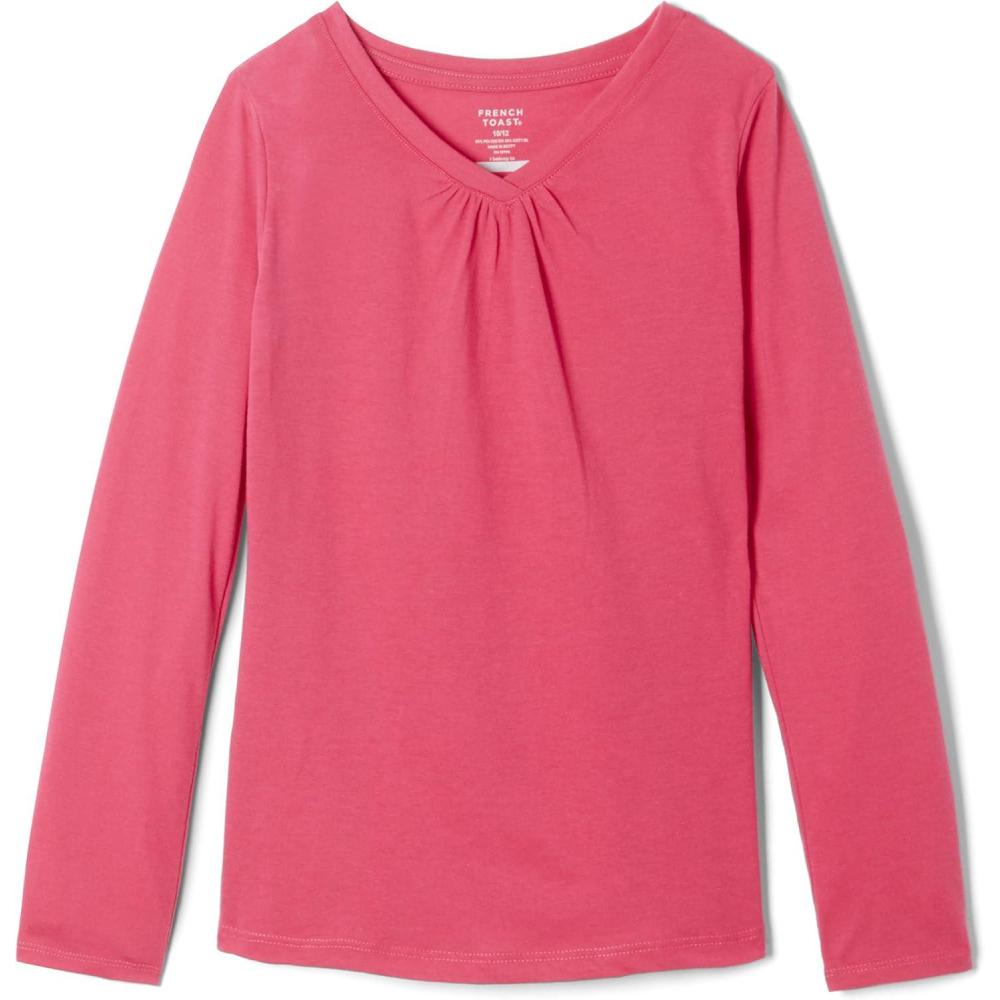 imageFrench Toast Girls Long Sleeve VNeck TeeFuchsia Burst