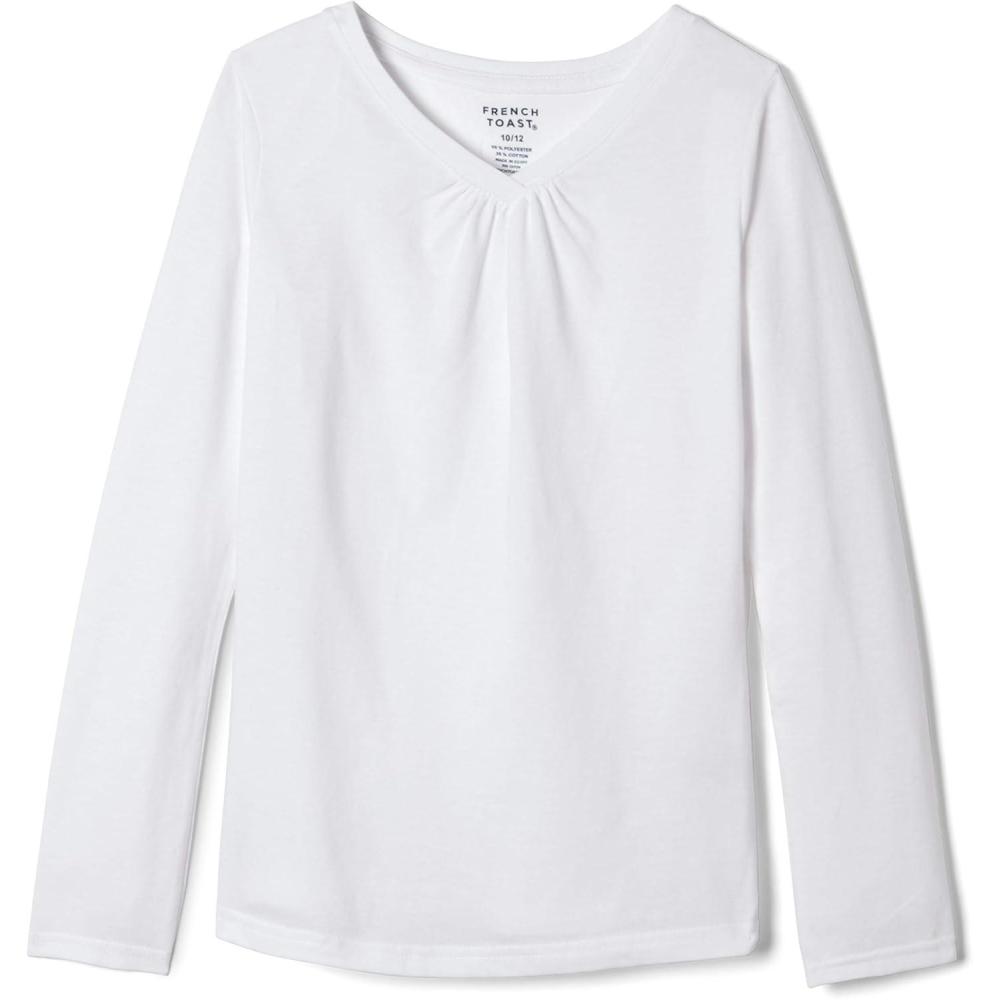 imageFrench Toast Girls Long Sleeve VNeck TeeWhite