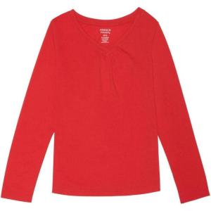 French Toast Girls’ Long Sleeve V-Neck Tee(Red)