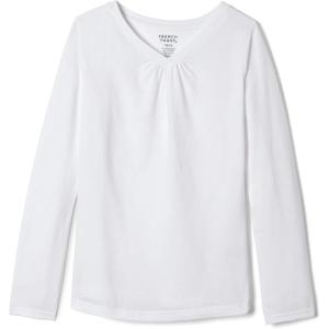 French Toast Girls’ Long Sleeve V-Neck Tee(White)