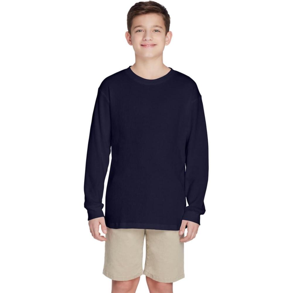 imageFrench Toast Boys Long Sleeve Thermal Waffle Tee TShirt WhiteNavy Blue