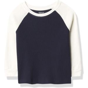 French Toast Boys Long Sleeve Thermal Waffle Tee T-Shirt White(Navy Raglan)