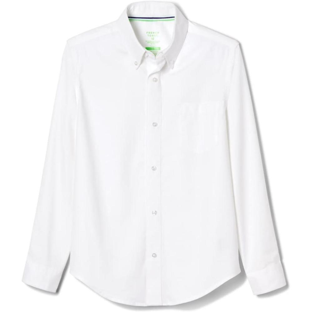 imageFrench Toast Boys Adaptive Long Sleeve Oxford Shirt with Hidden Hook and Loop Placket and CuffsWhite