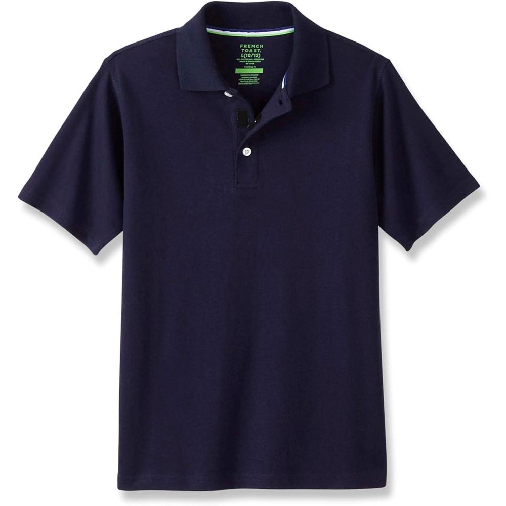 imageFrench Toast Adaptive Short Sleeve Polo Shirt  Hook and Loop Placket  Flat SeamsNavy New