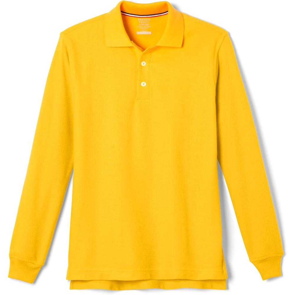 imageFrench Toast Boys Pique Polo School Uniform Shirt with Long Sleeves for Boys and GirlsGold