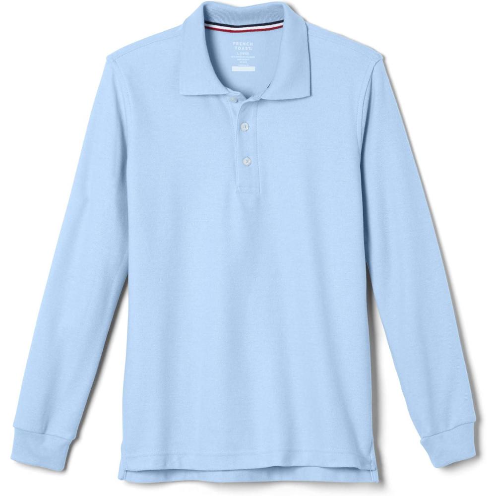 imageFrench Toast Boys Pique Polo School Uniform Shirt with Long Sleeves for Boys and GirlsLight Blue