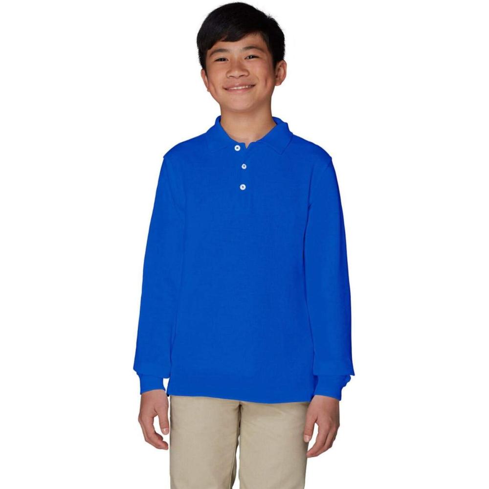 imageFrench Toast Boys Pique Polo School Uniform Shirt with Long Sleeves for Boys and GirlsRoyal Blue