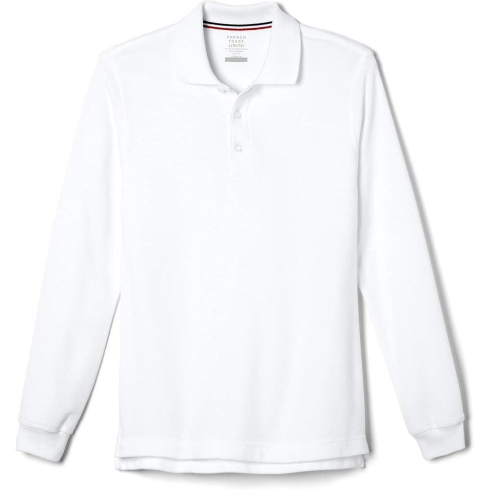 imageFrench Toast Boys Pique Polo School Uniform Shirt with Long Sleeves for Boys and GirlsWhite