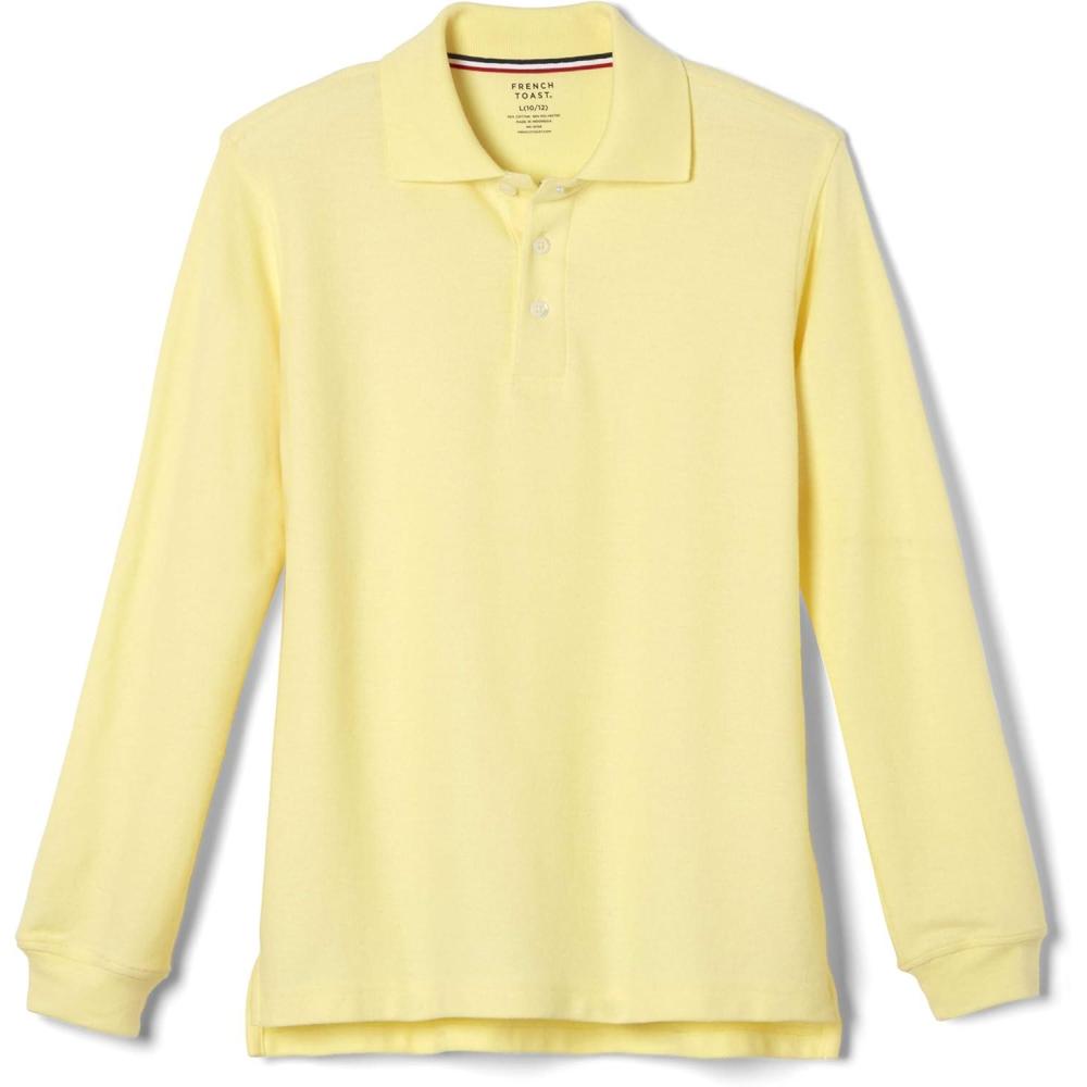 imageFrench Toast Boys Pique Polo School Uniform Shirt with Long Sleeves for Boys and GirlsYellow