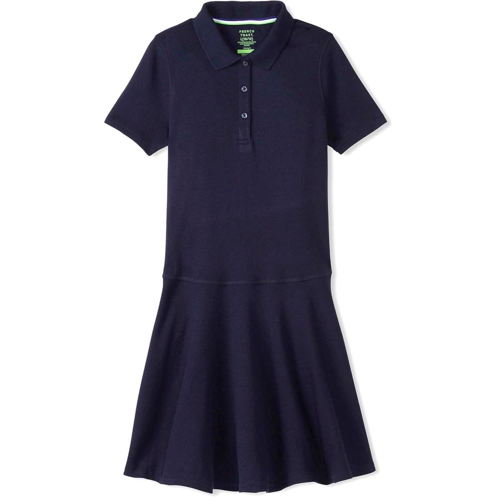 imageFrench Toast Girls Adaptive Short Sleeve Polo Dress with Hidden Hook and Loop Placket ClosureNavy New