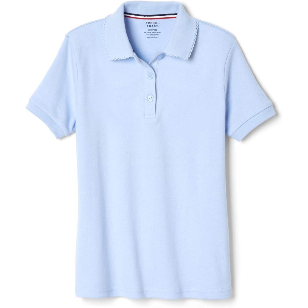 imageFrench Toast Girls Short Sleeve Picot Collar Polo School Uniform Shirt Standard and PlusLight Blue