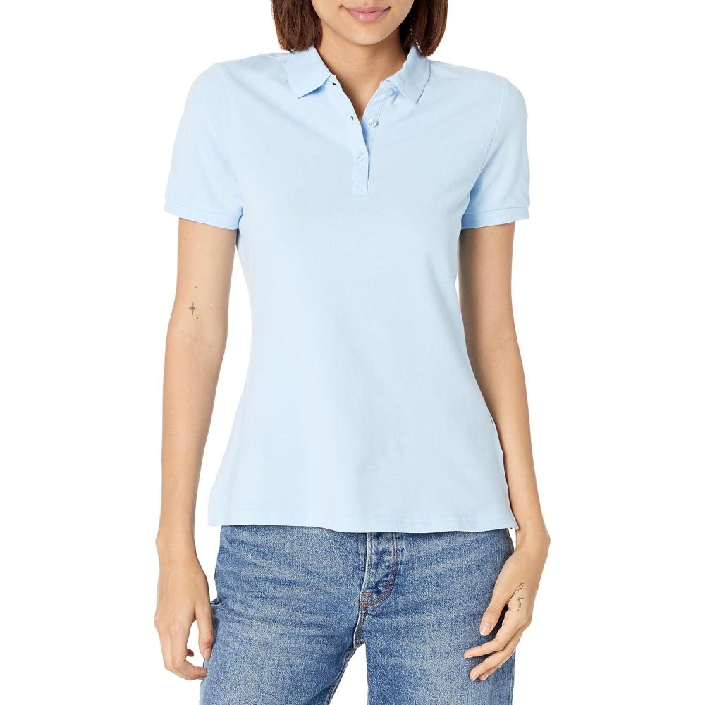 imageFrench Toast Girls Short Sleeve Picot Collar Polo School Uniform Shirt Standard and PlusLight Blue Og