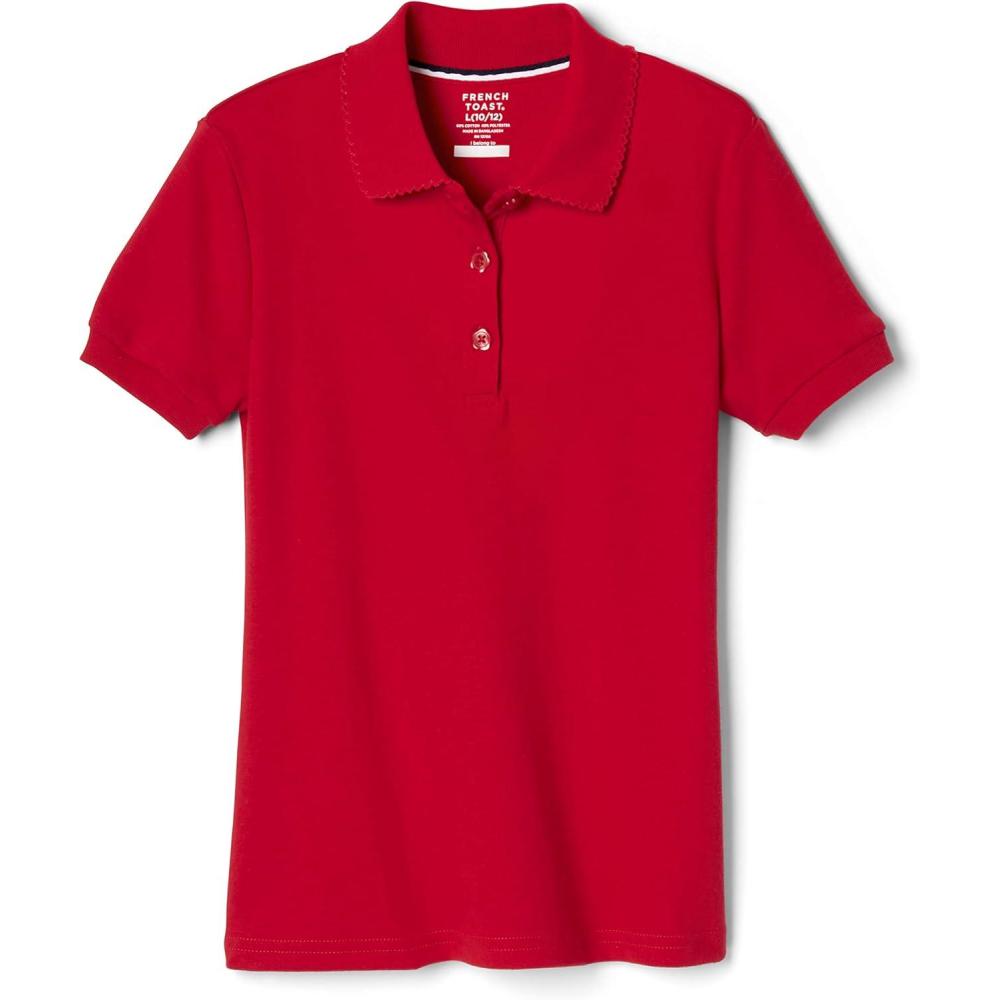 imageFrench Toast Girls Short Sleeve Picot Collar Polo School Uniform Shirt Standard and PlusRed