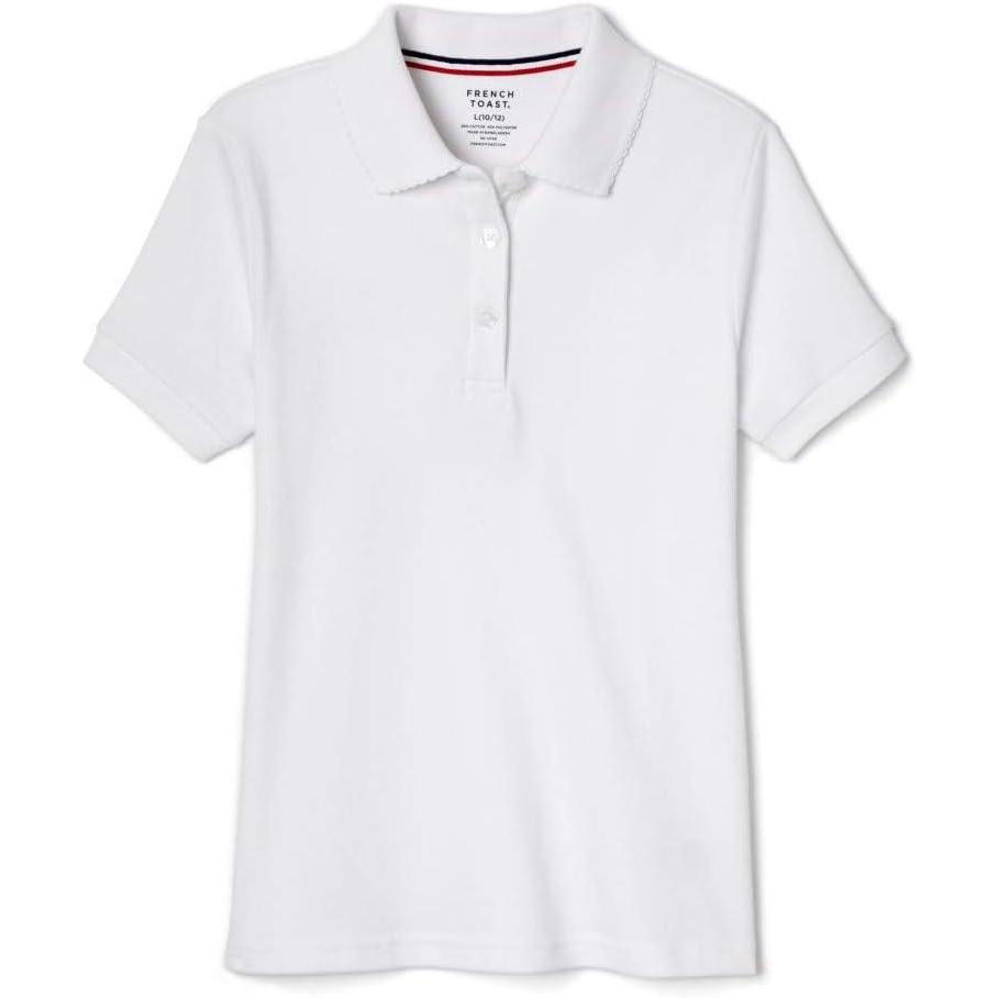 imageFrench Toast Girls Short Sleeve Picot Collar Polo School Uniform Shirt Standard and PlusWhite