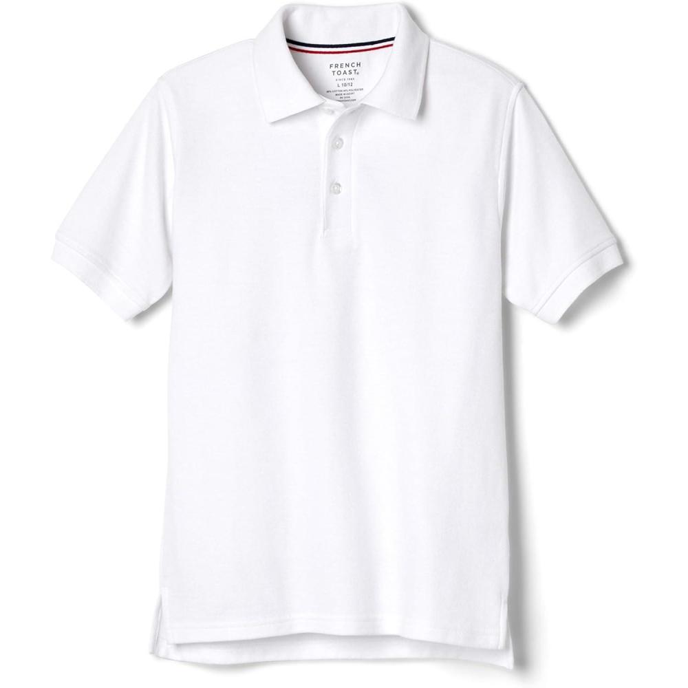 imageFrench Toast Kids Pique Polo Standard ampamp HuskyWhite