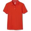 French Toast Girls’ Short Sleeve Picot Collar Polo School Uniform Shirt (Standard and Plus)(Orange)