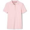French Toast Girls’ Short Sleeve Picot Collar Polo School Uniform Shirt (Standard and Plus)(Pink)