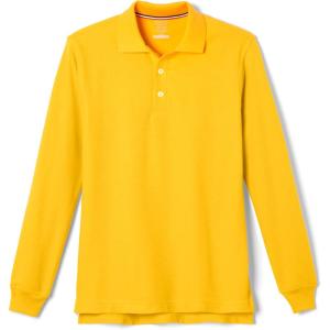 French Toast Boys Pique Polo School Uniform Shirt with Long Sleeves for Boys and Girls(Gold)