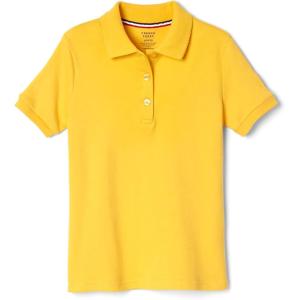 French Toast Girls’ Short Sleeve Picot Collar Polo School Uniform Shirt (Standard and Plus)(Gold)