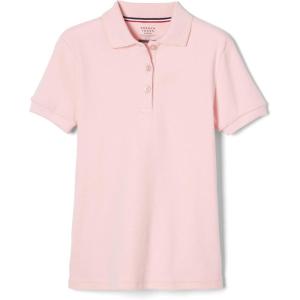 French Toast Girls’ Short Sleeve Picot Collar Polo School Uniform Shirt (Standard and Plus)(Pink)