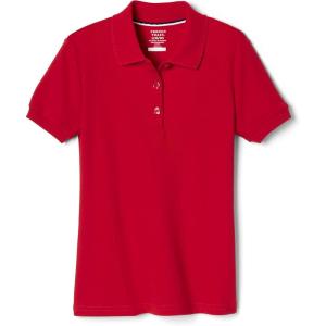 French Toast Girls’ Short Sleeve Picot Collar Polo School Uniform Shirt (Standard and Plus)(Red)