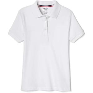 French Toast Girls’ Short Sleeve Picot Collar Polo School Uniform Shirt (Standard and Plus)(White)
