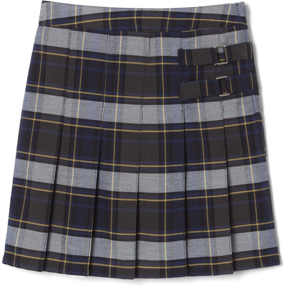 imageFrench Toast Girls Plaid Adjustable Waist PleatedFront Twotab ScooterBlue  Gold Plaid