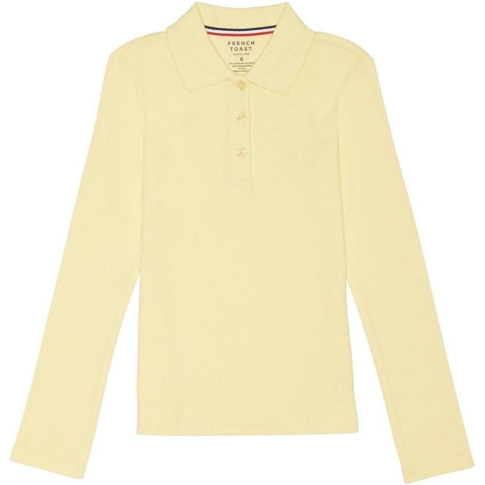 imageFrench Toast Girls Plus Size Uniform Long Sleeve Polo with Picot Collar Standard ampamp PlusOg Yellow
