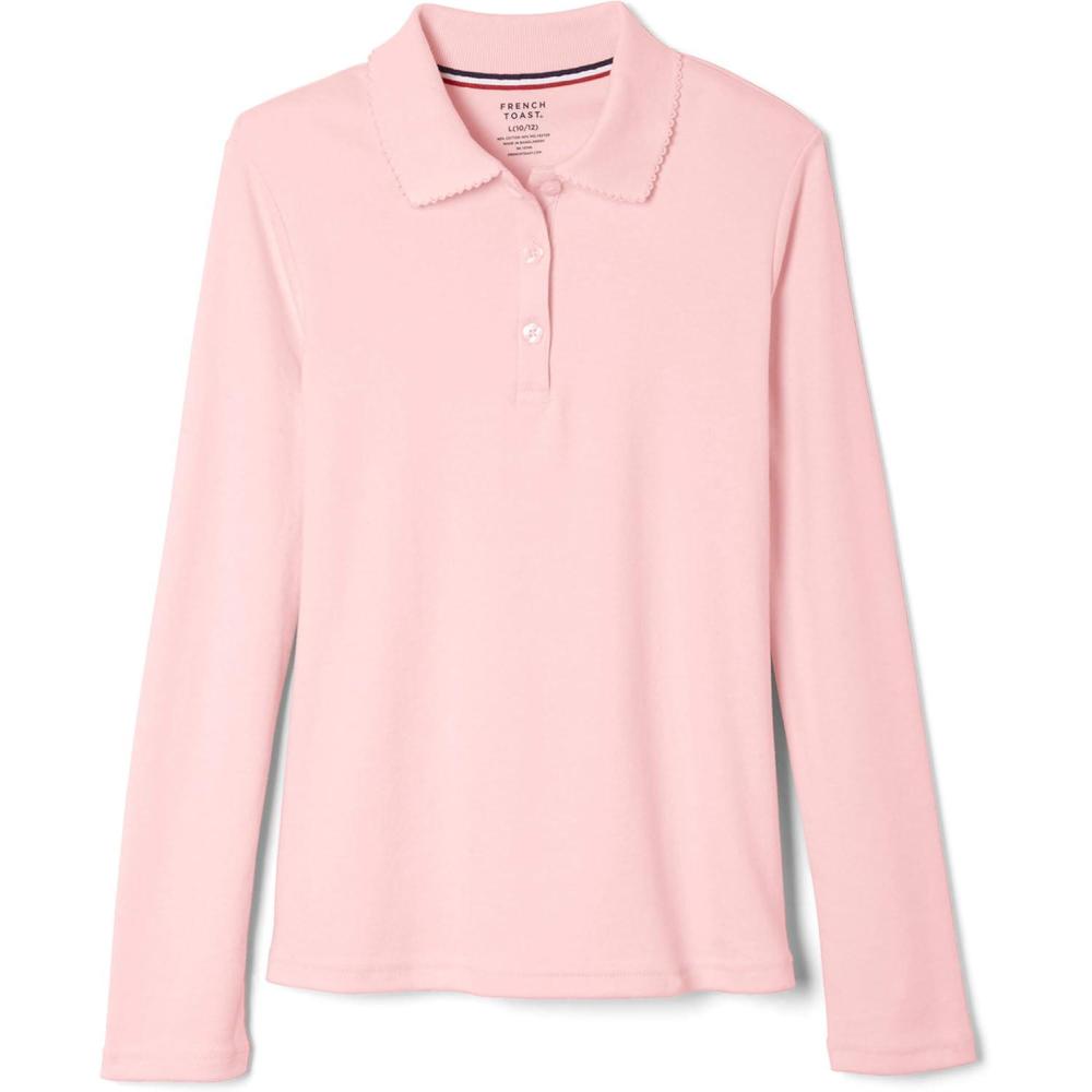 imageFrench Toast Girls Plus Size Uniform Long Sleeve Polo with Picot Collar Standard ampamp PlusPink